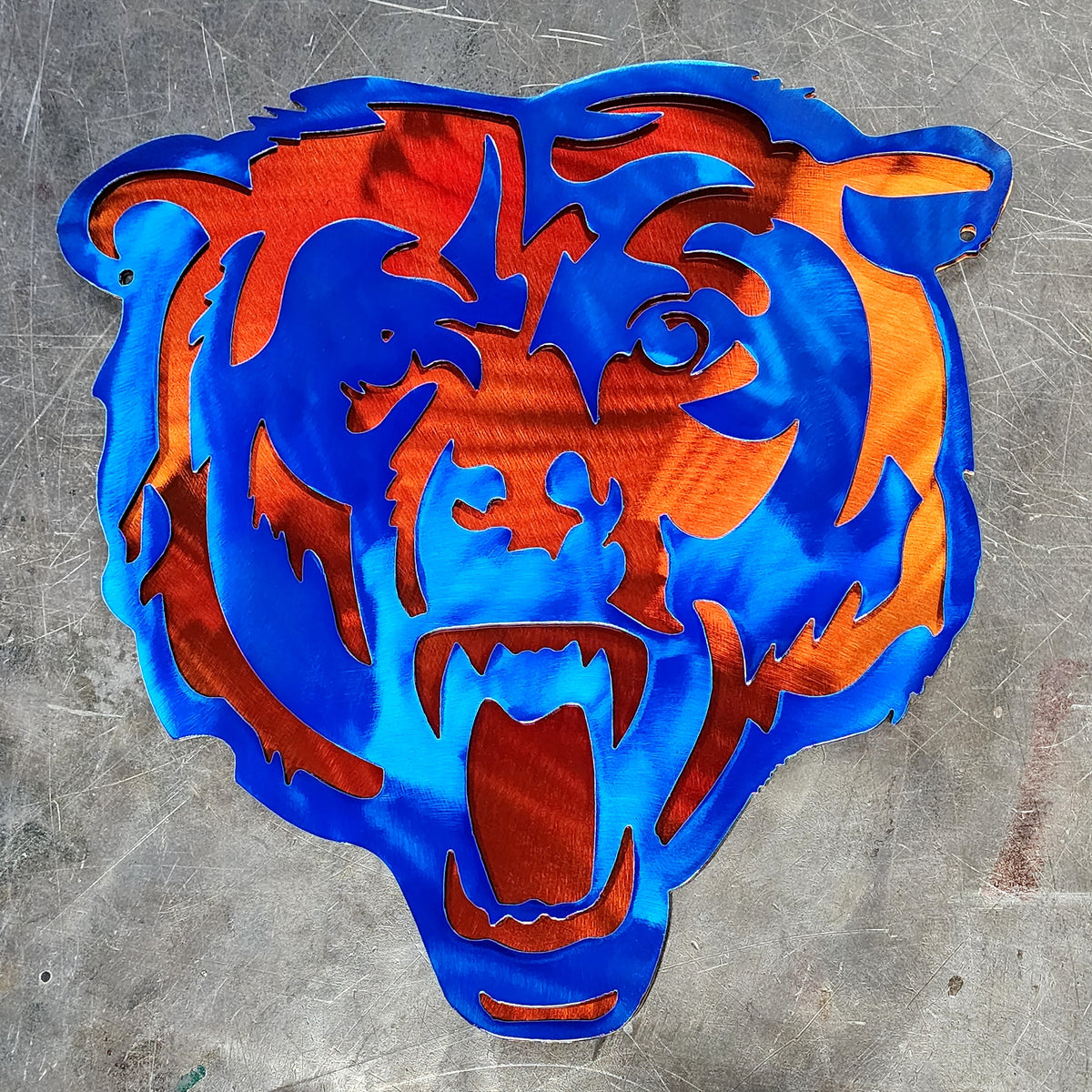 Powder coated sports team metal artwork by Elite Metalworking