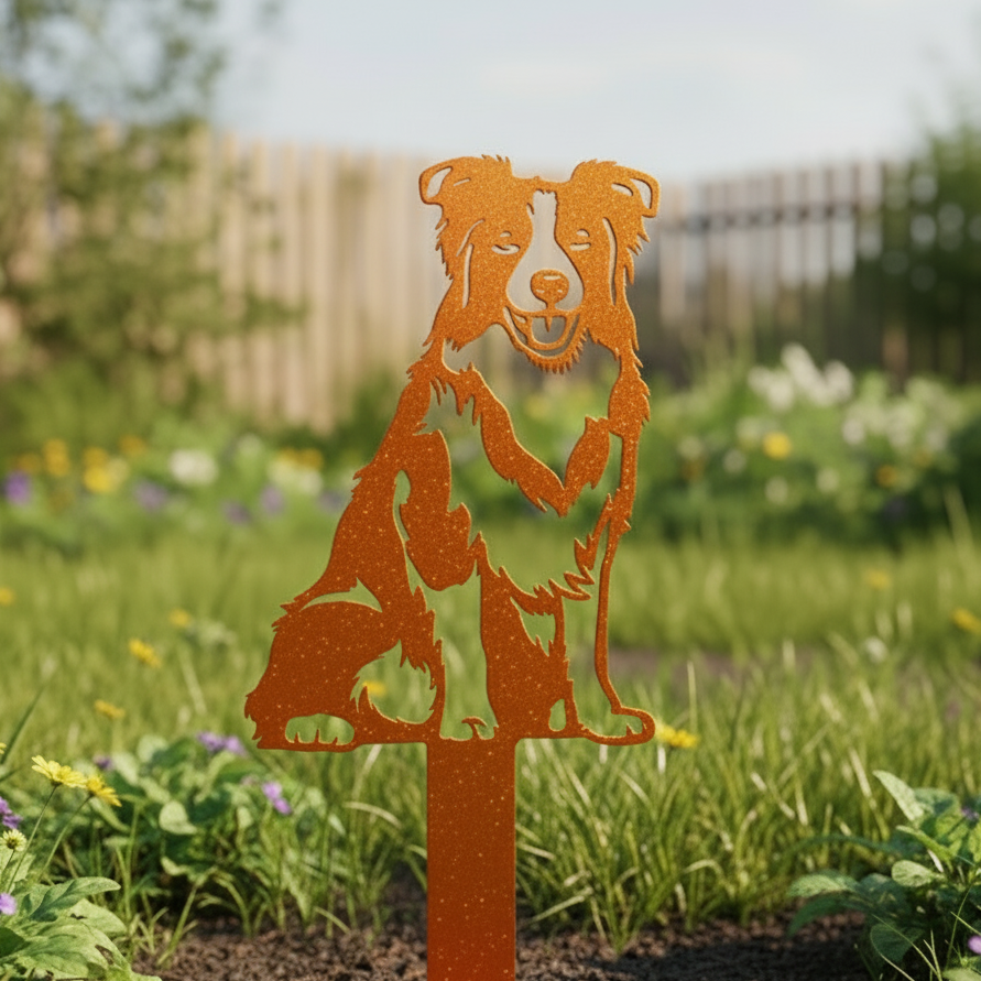 Border Collie Garden Stake #2