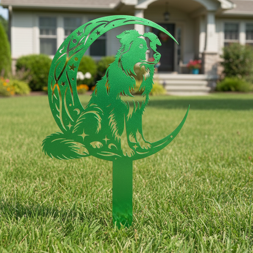 Dogs On The Moon – Border Collie Lawn & Garden Stake