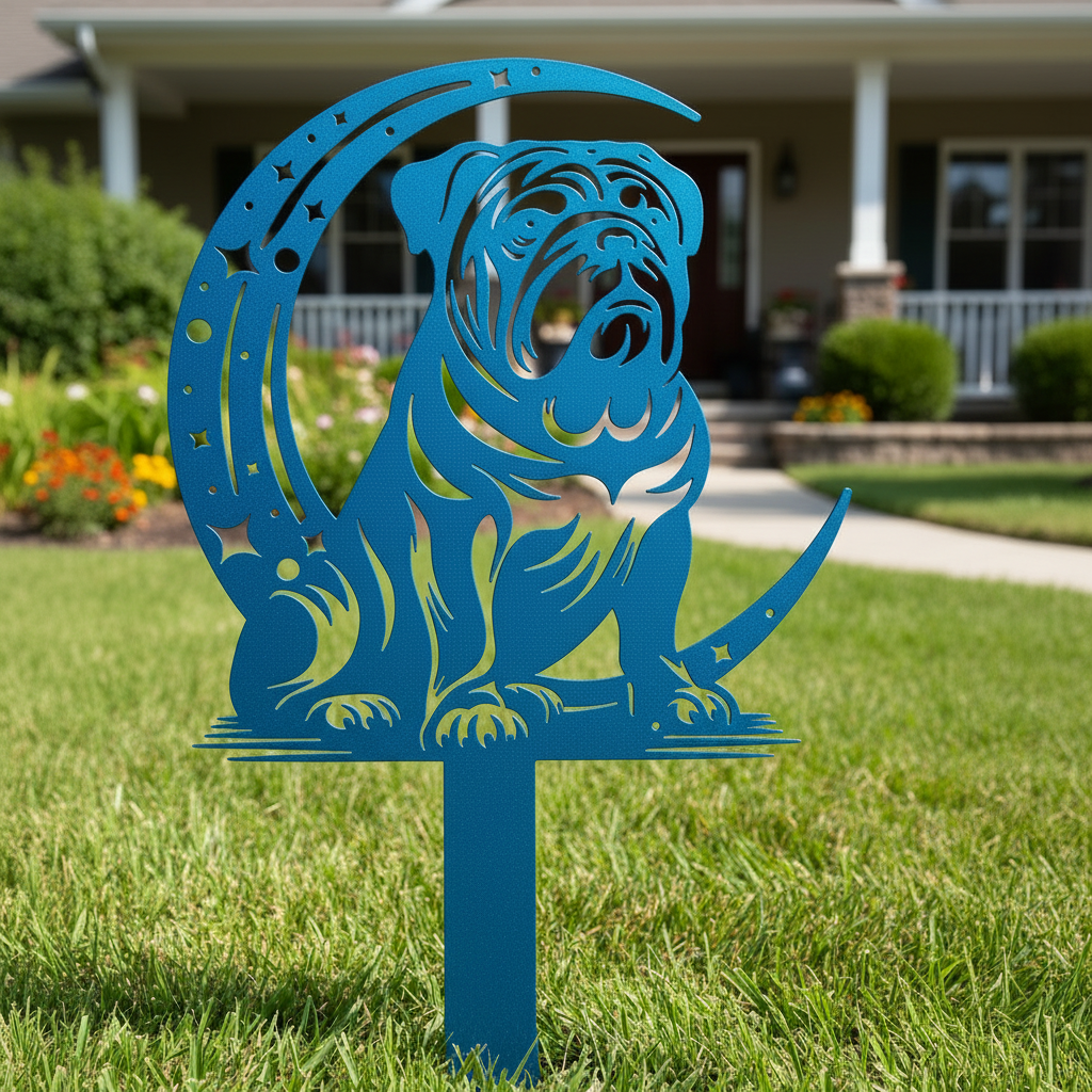 Dogs On The Moon – Bulldog Garden Stake