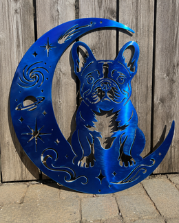 French Bulldog Moon Metal Wall Art