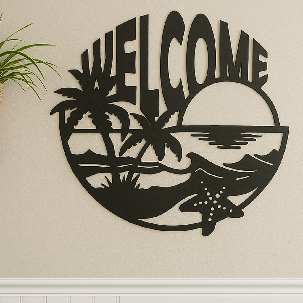 Beach Welcome Metal Wall Art