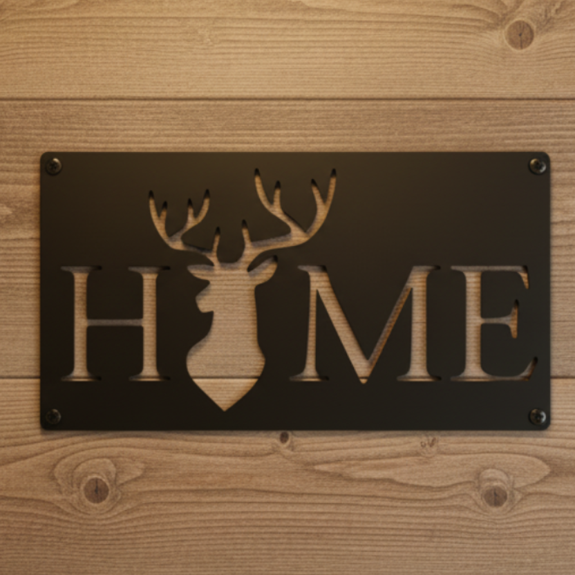 White-Tailed Deer 'Home' Metal Wall Art