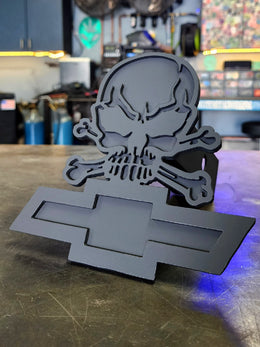 Chevy Skull Metal Hitch Cover