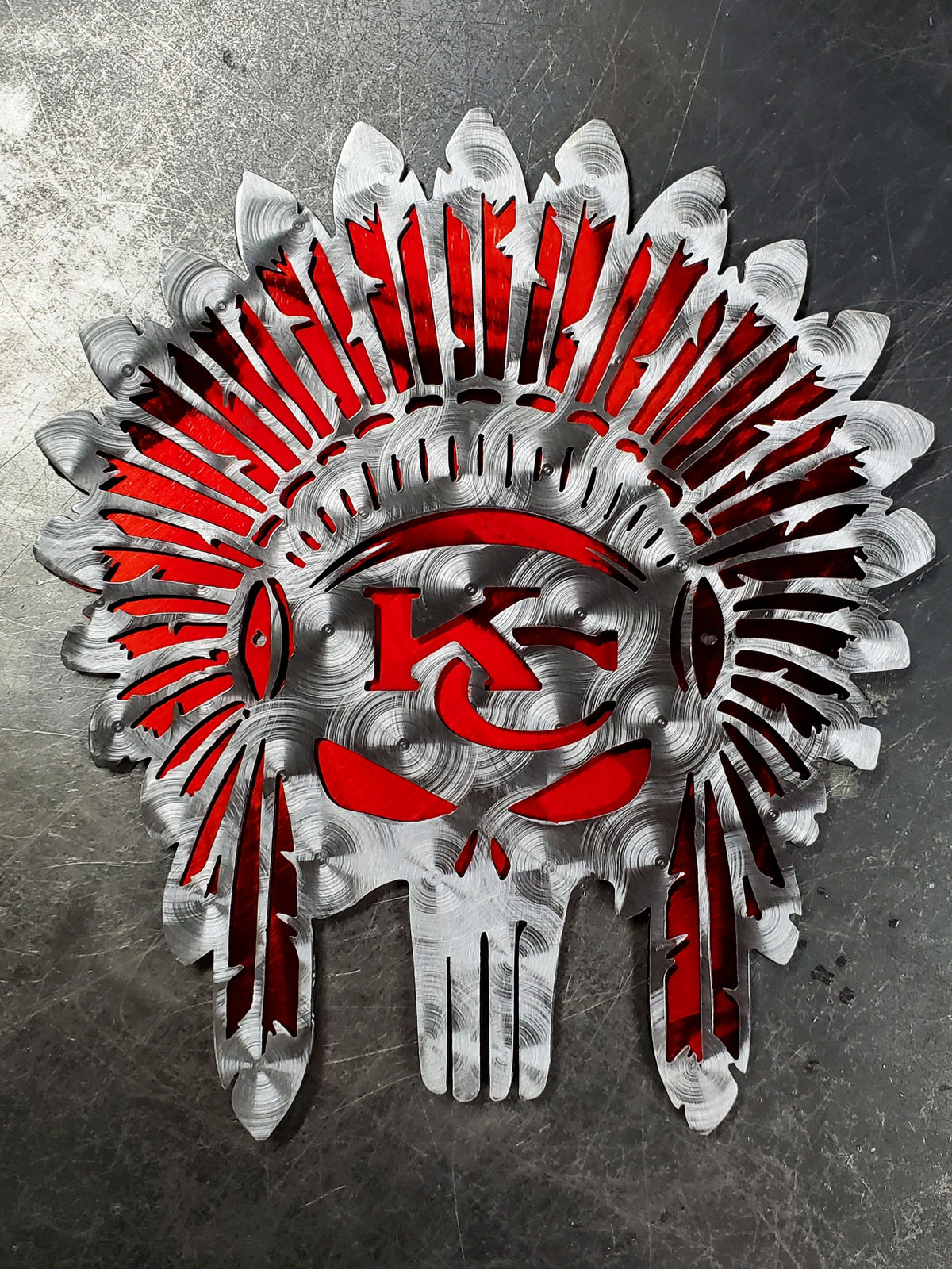 Powder coated sports team metal artwork by Elite Metalworking
