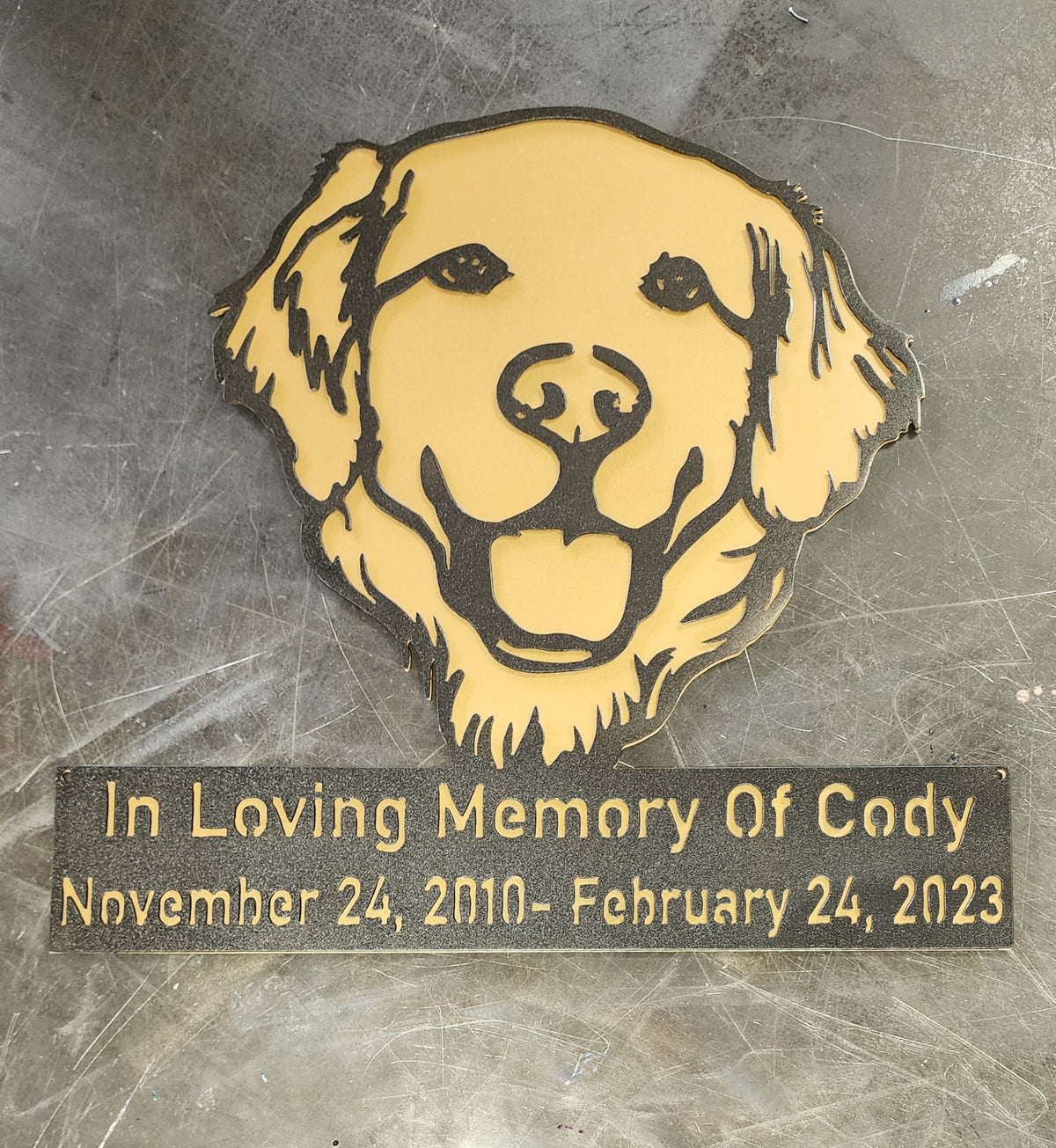 Cody dog memorial plaque by Elite Metalworking