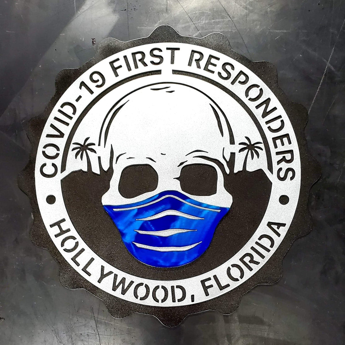 First responders skull memorial design by Elite Metalworking