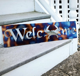 Blue Crab Welcome Metal Wall Art