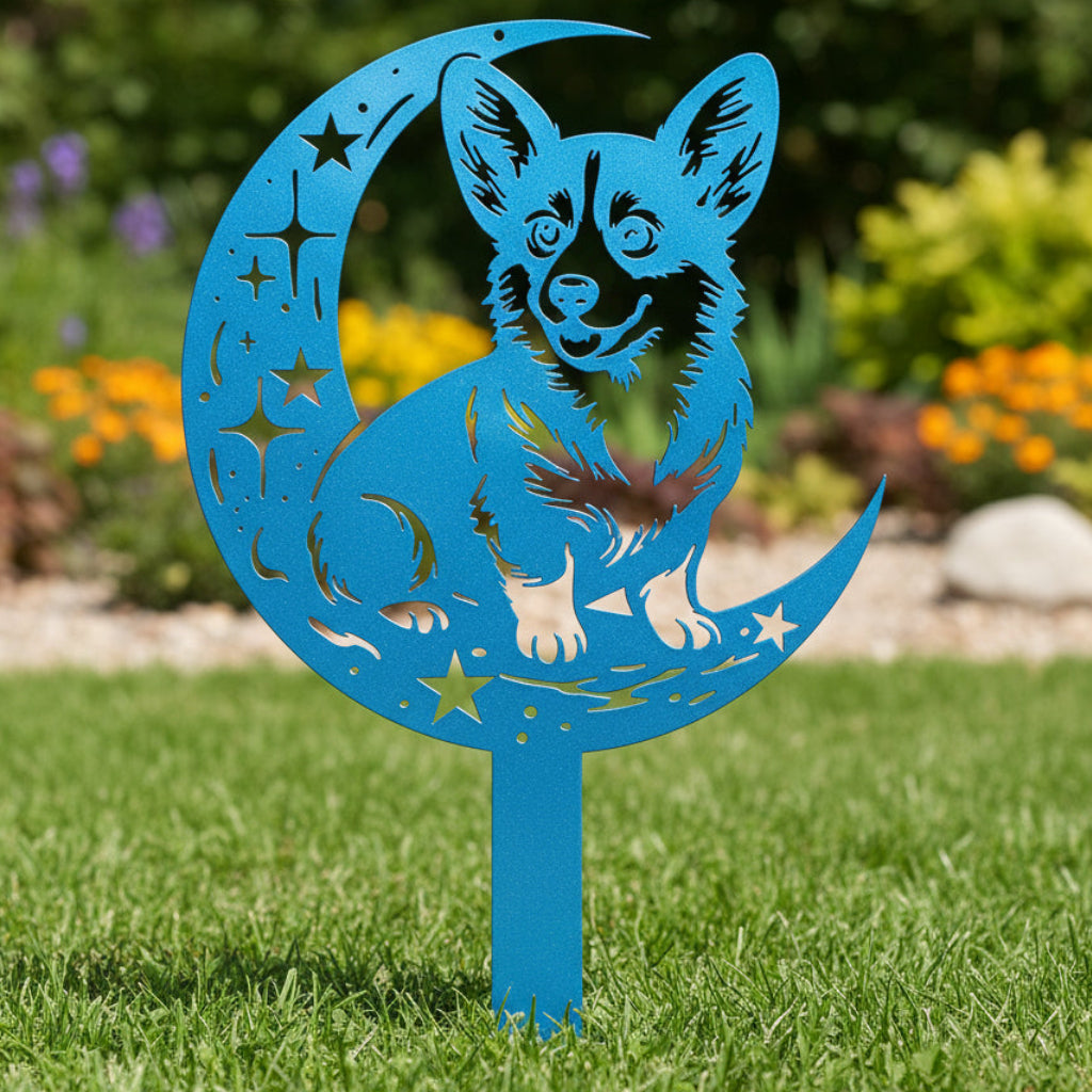 Dogs On The Moon – Corgi Garden Stake #4