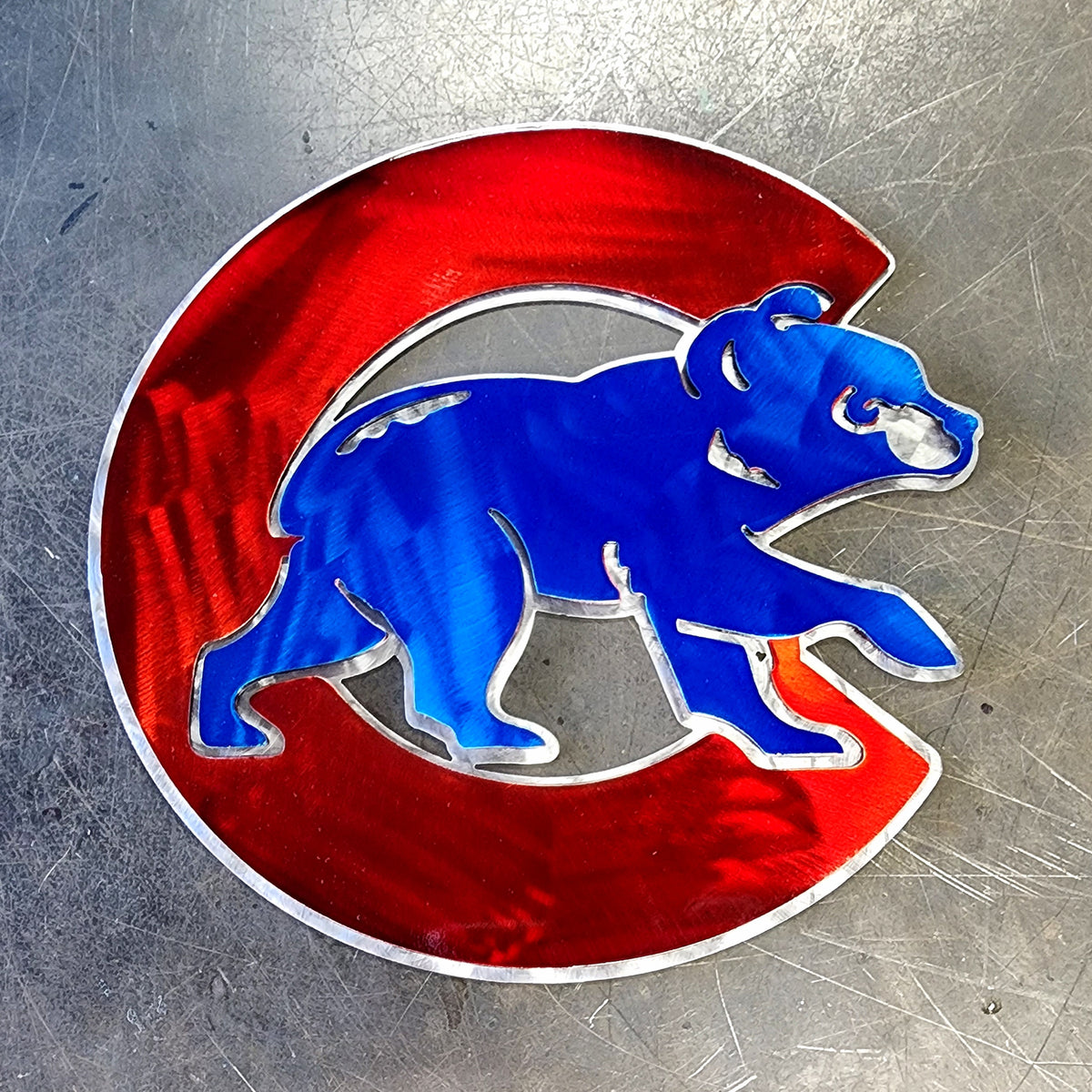 Powder coated sports team metal artwork by Elite Metalworking