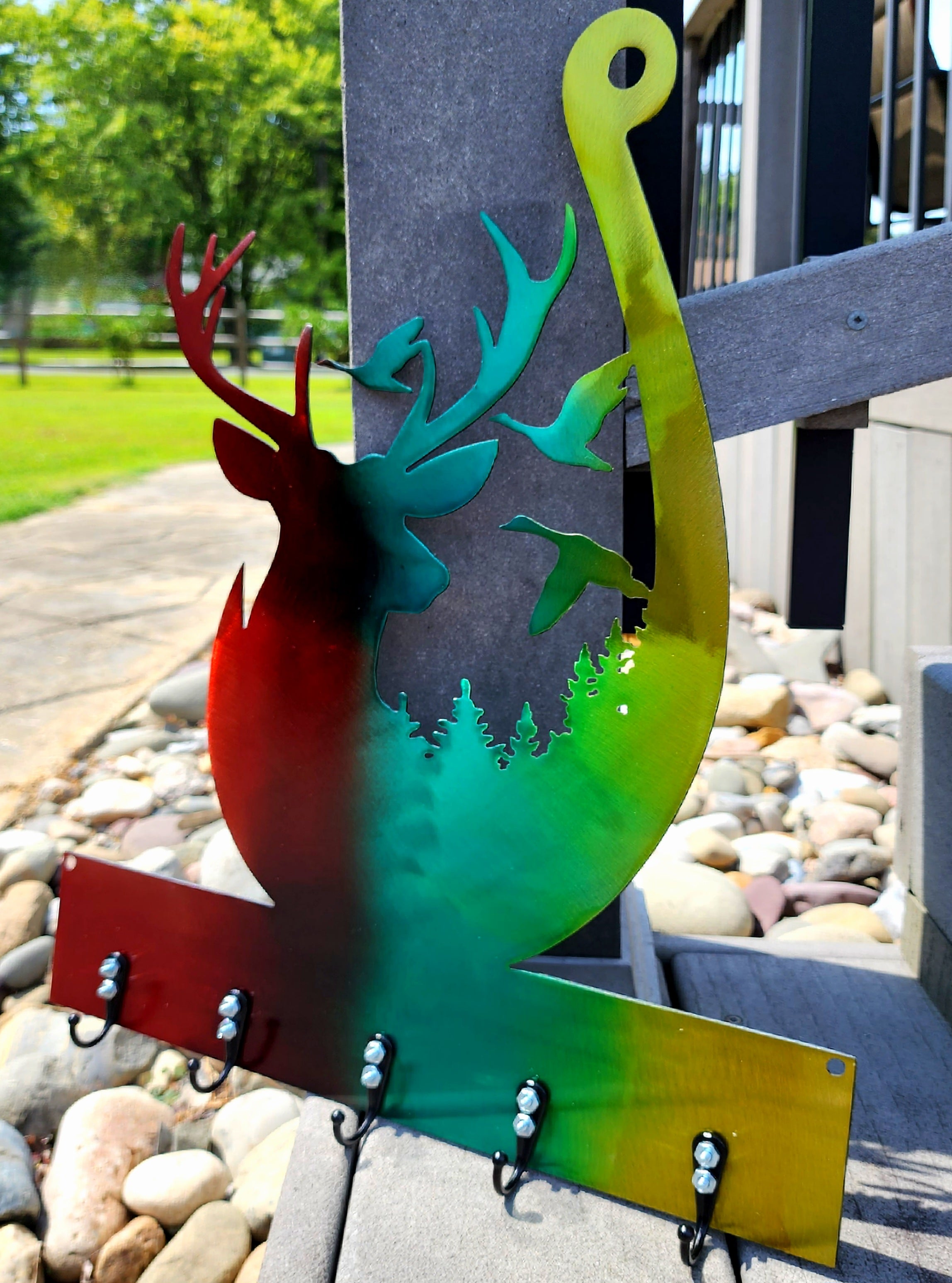 Fishing Hook with Deer Key & Leash Hanger