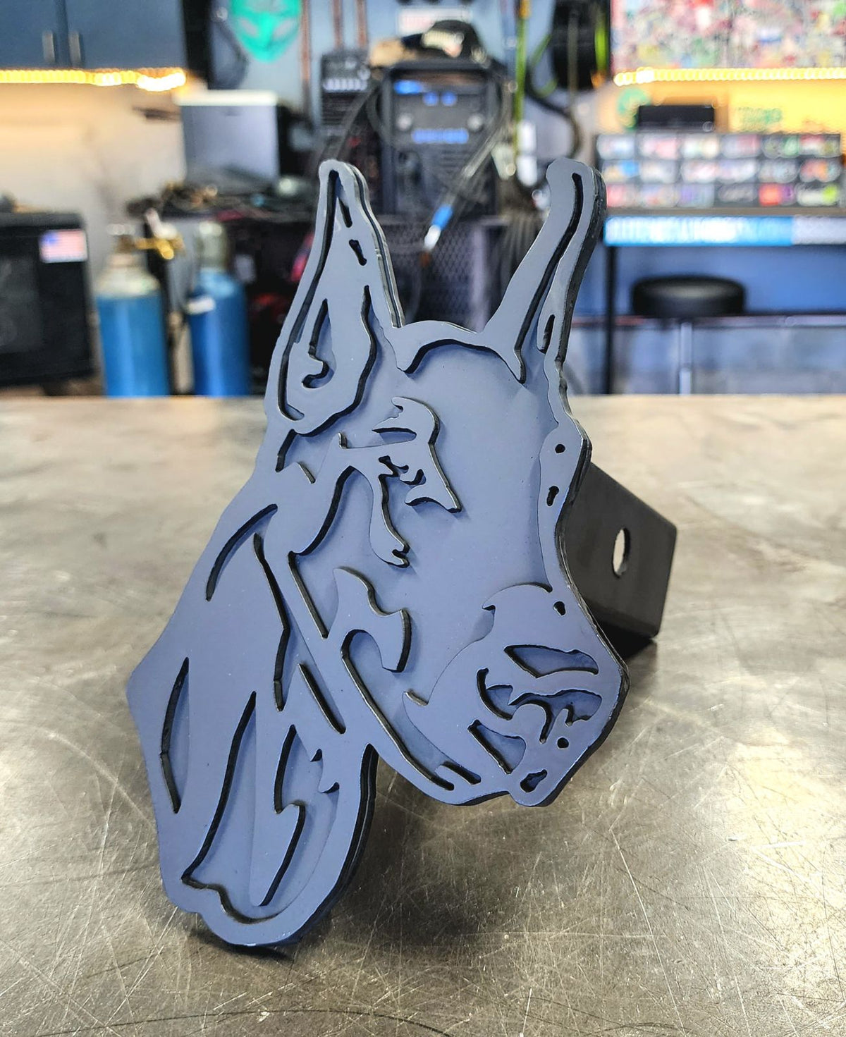 Doberman Pinscher Metal Hitch Cover