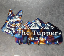 Personalized dog and mountain key hanger by Elite Metalworking