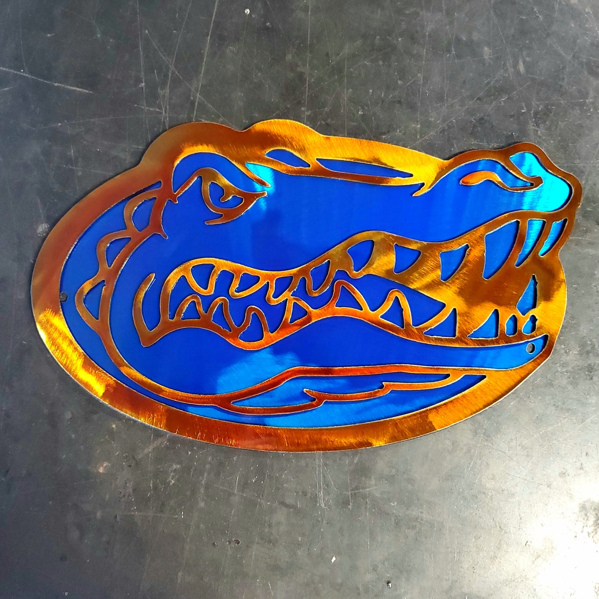 Powder coated sports team metal artwork by Elite Metalworking