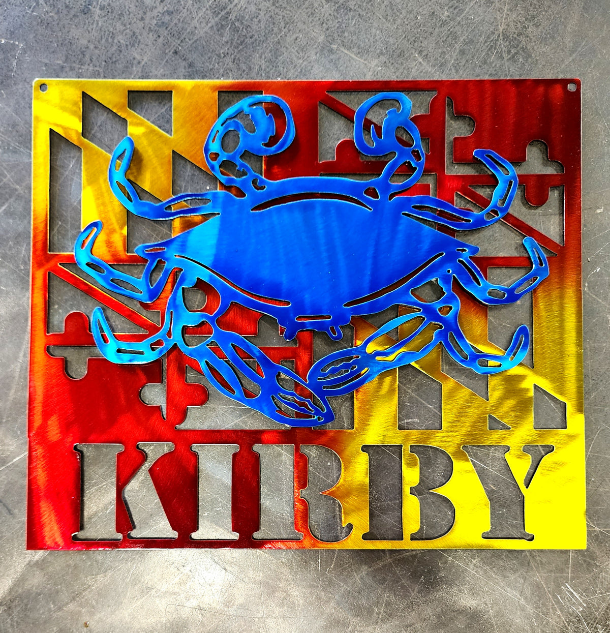 Blue Crab Maryland Flag Metal Wall Art