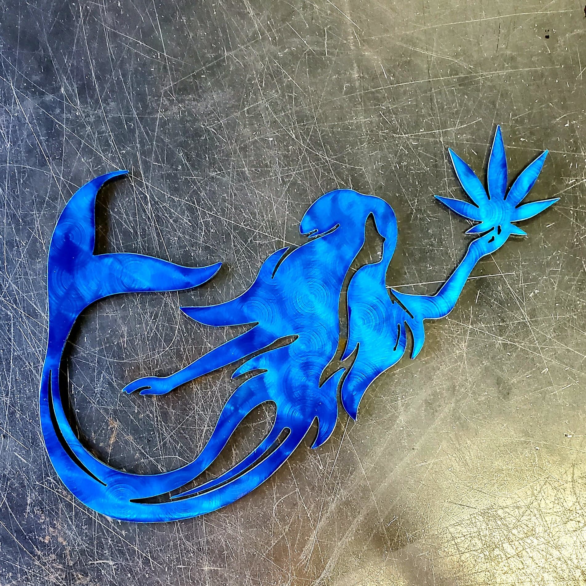 Mermaid #1 Cannabis Leaf Metal Art