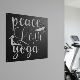 Peace Love Yoga Metal Wall Art