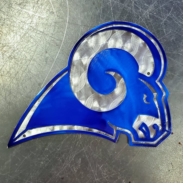 Powder coated sports team metal artwork by Elite Metalworking