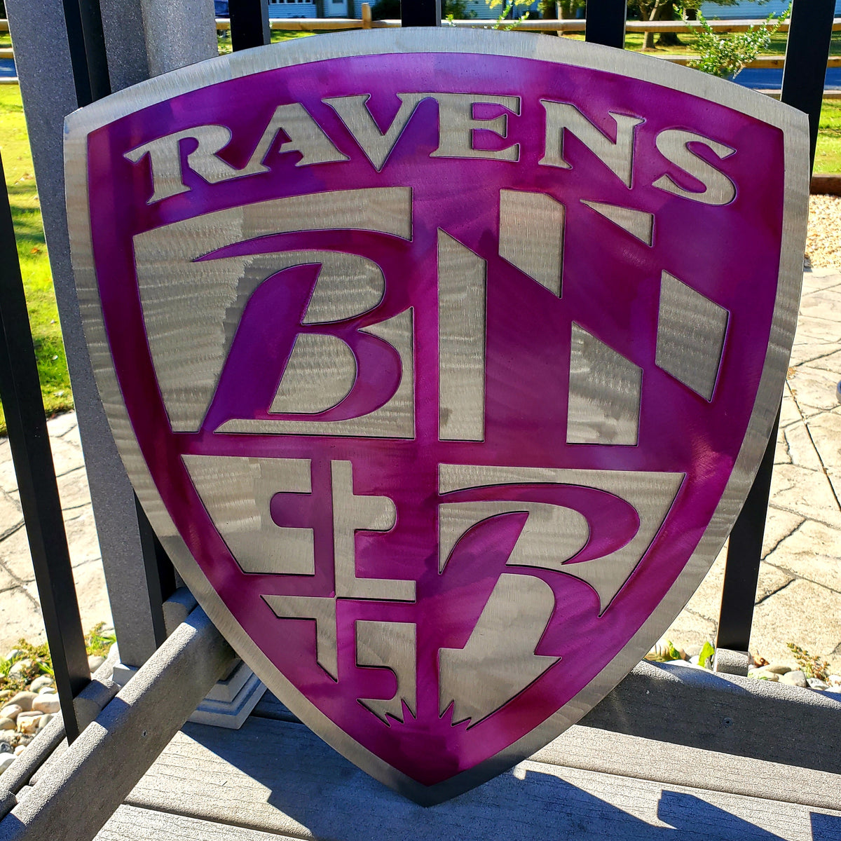 Powder coated sports team metal artwork by Elite Metalworking