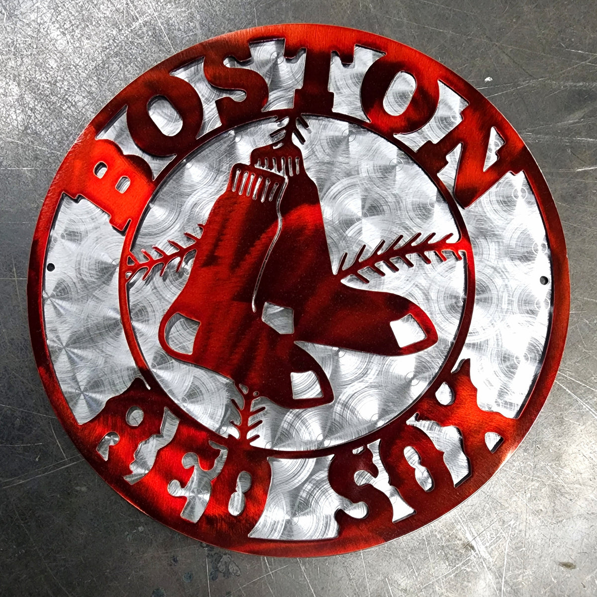 Powder coated sports team metal artwork by Elite Metalworking