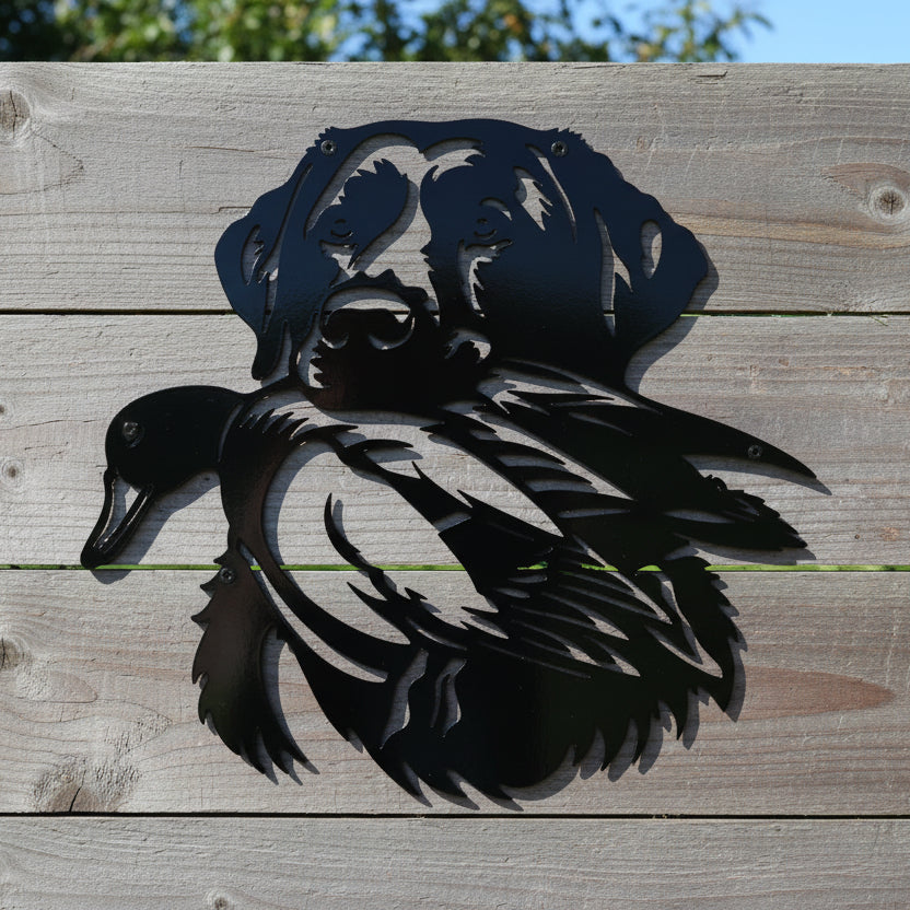 Labrador Retriever & Duck Metal Wall Art