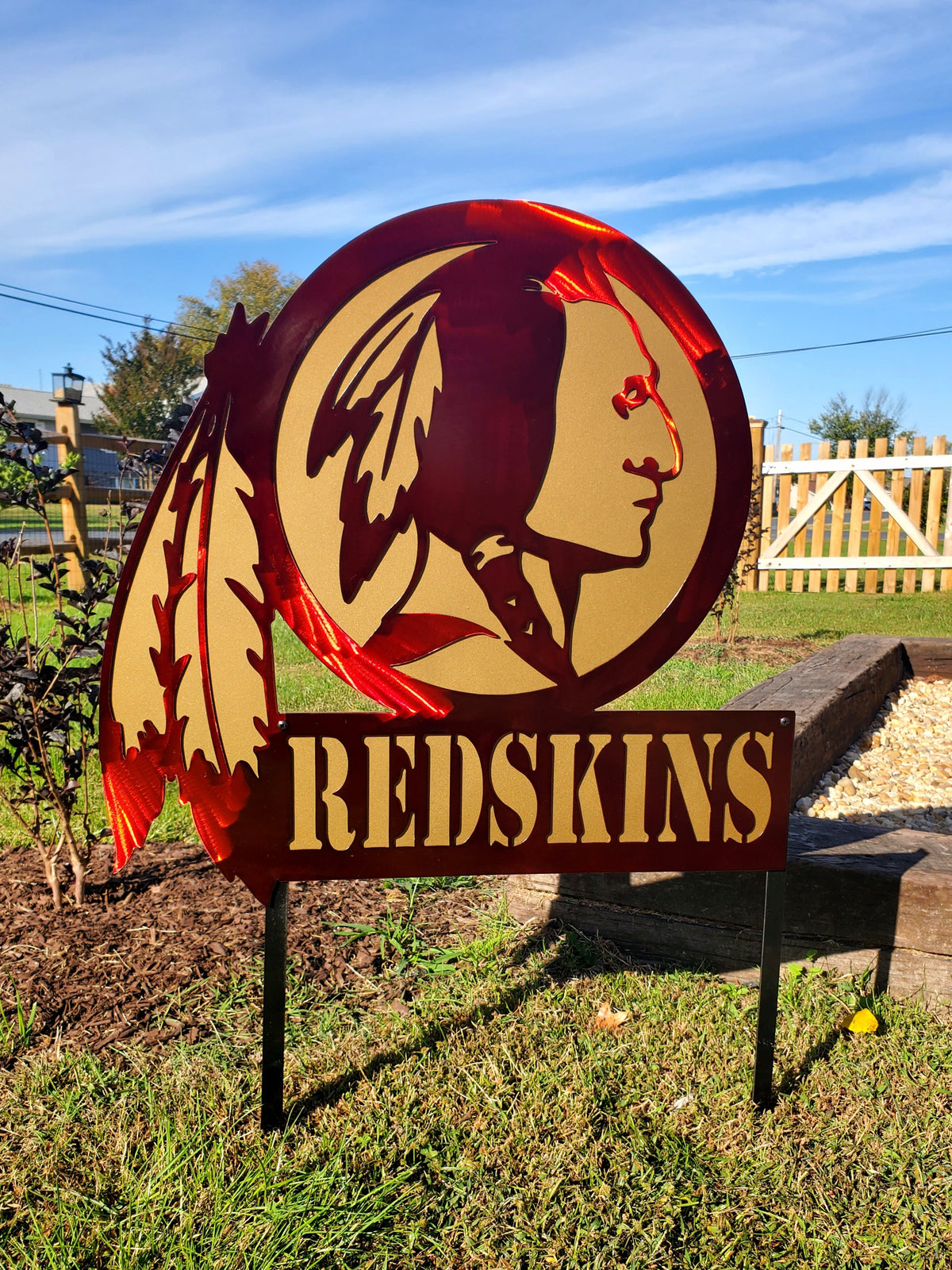 Football-themed garden stakes by Elite Metalworking