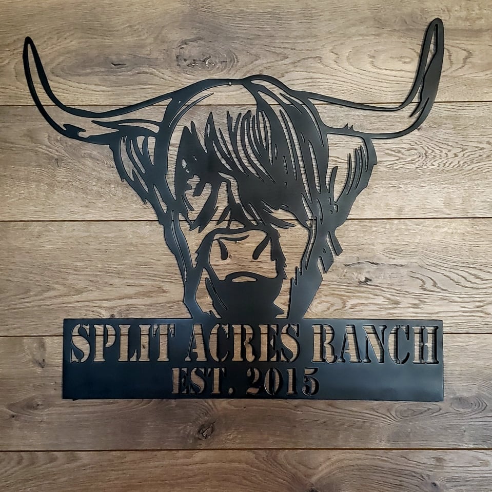Highland cattle ranch sign by Elite Metalworking