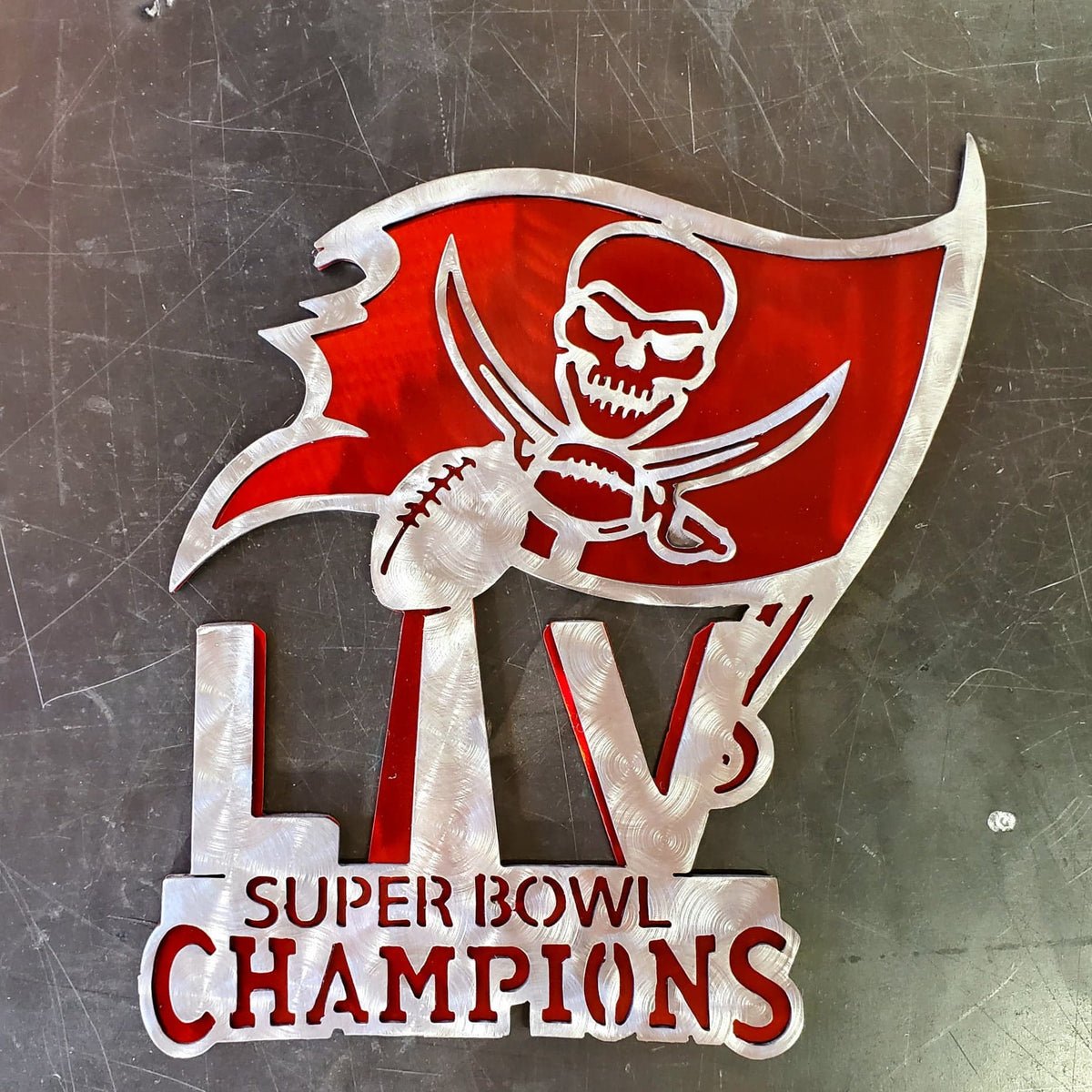 Powder coated sports team metal artwork by Elite Metalworking