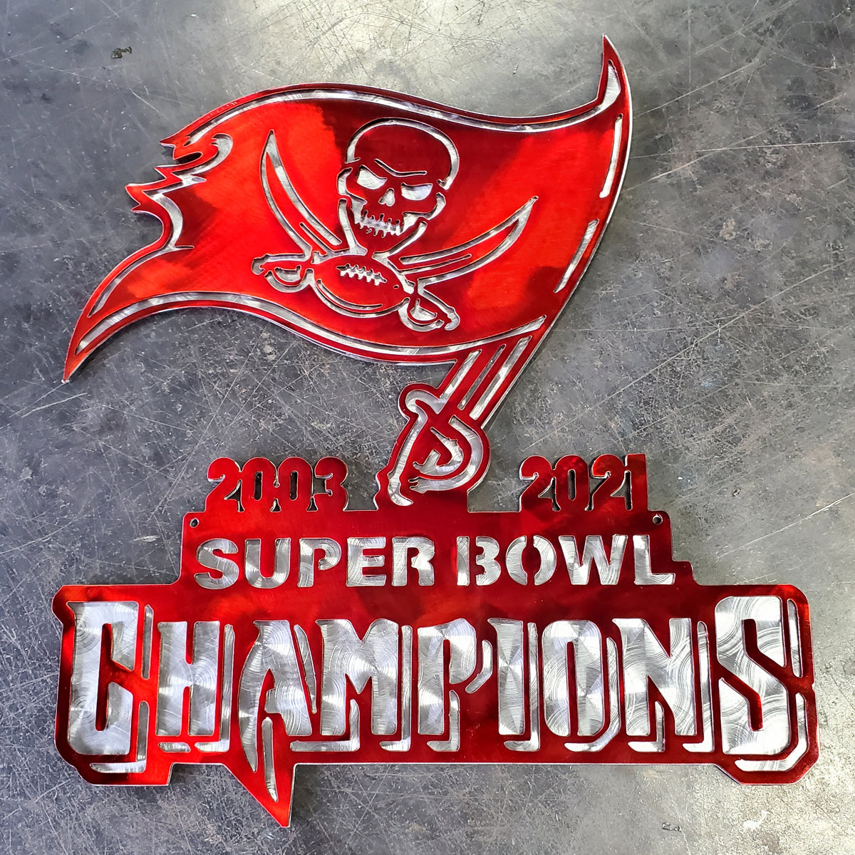 Powder coated sports team metal artwork by Elite Metalworking