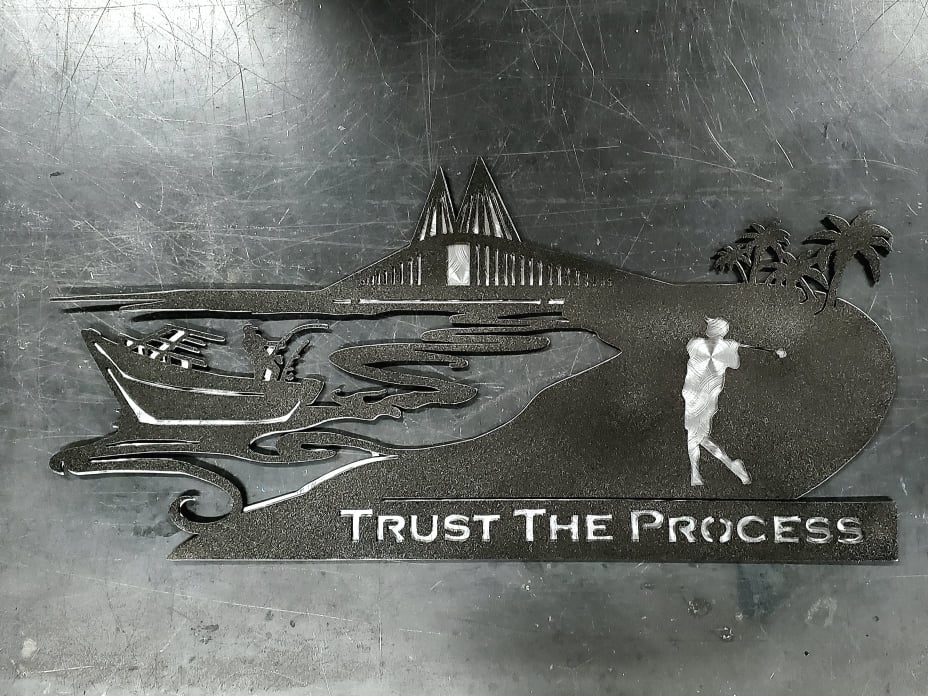 Trust the Process fishing artwork by Elite Metalworking
