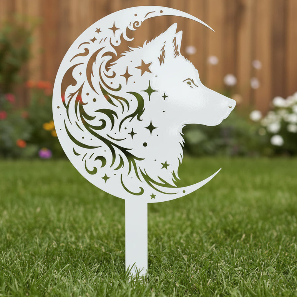 Dogs On The Moon – Wolf Hybrid Lawn & Garden Stake