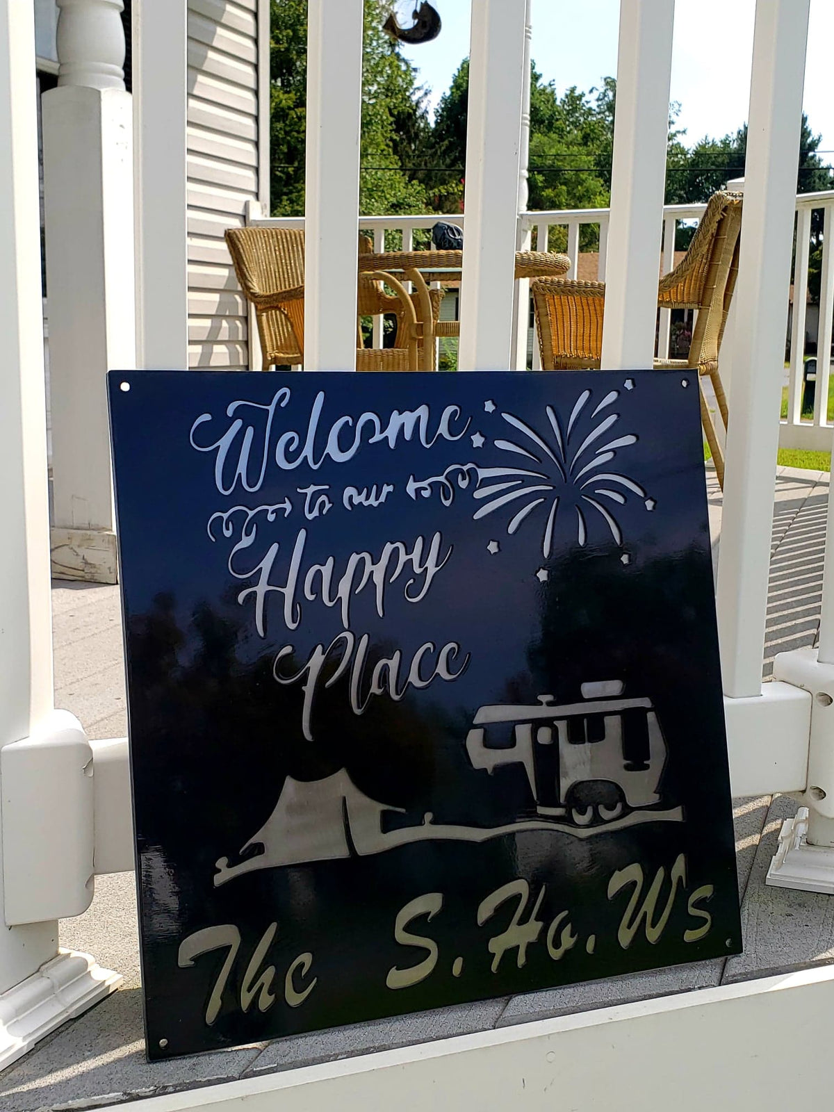 Personalized happy place camping sign by Elite Metalworking