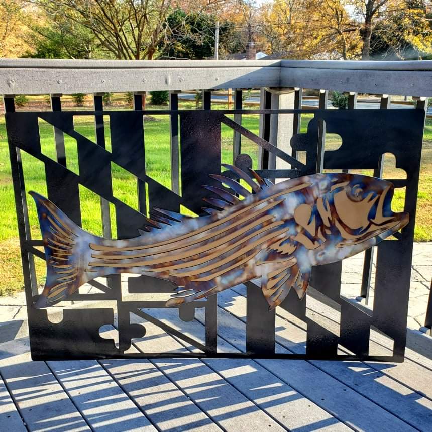 Striped Bass (Rockfish) #2 Maryland Flag Metal Art