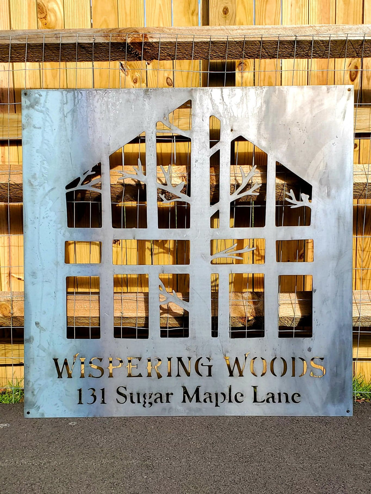 Whispering Woods property sign by Elite Metalworking