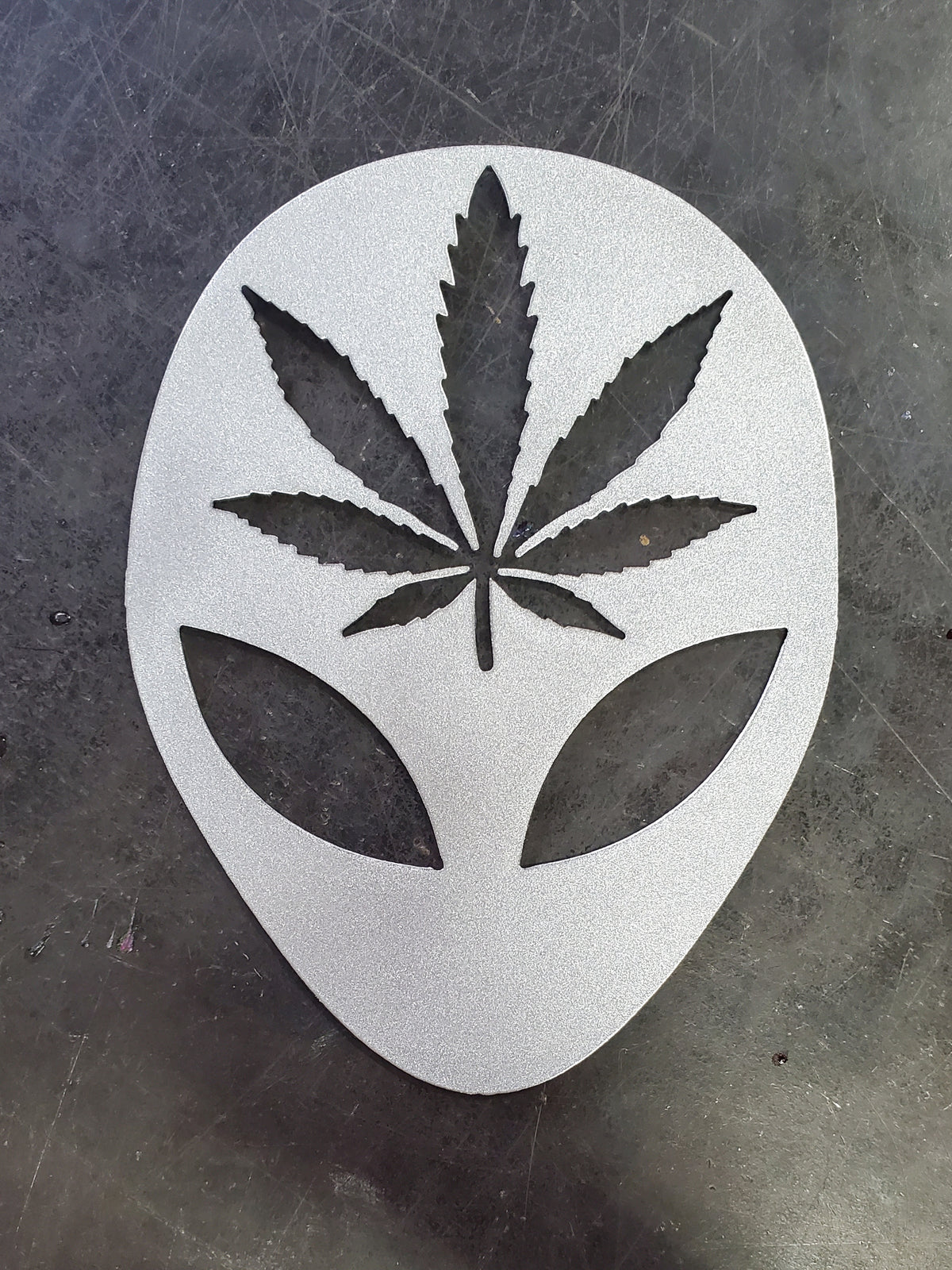 Alien Cannabis Leaf Metal Wall Art