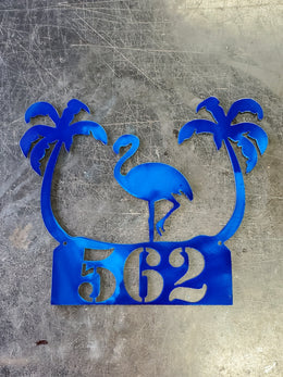 Flamingo & Palm Trees Personalized Metal Sign