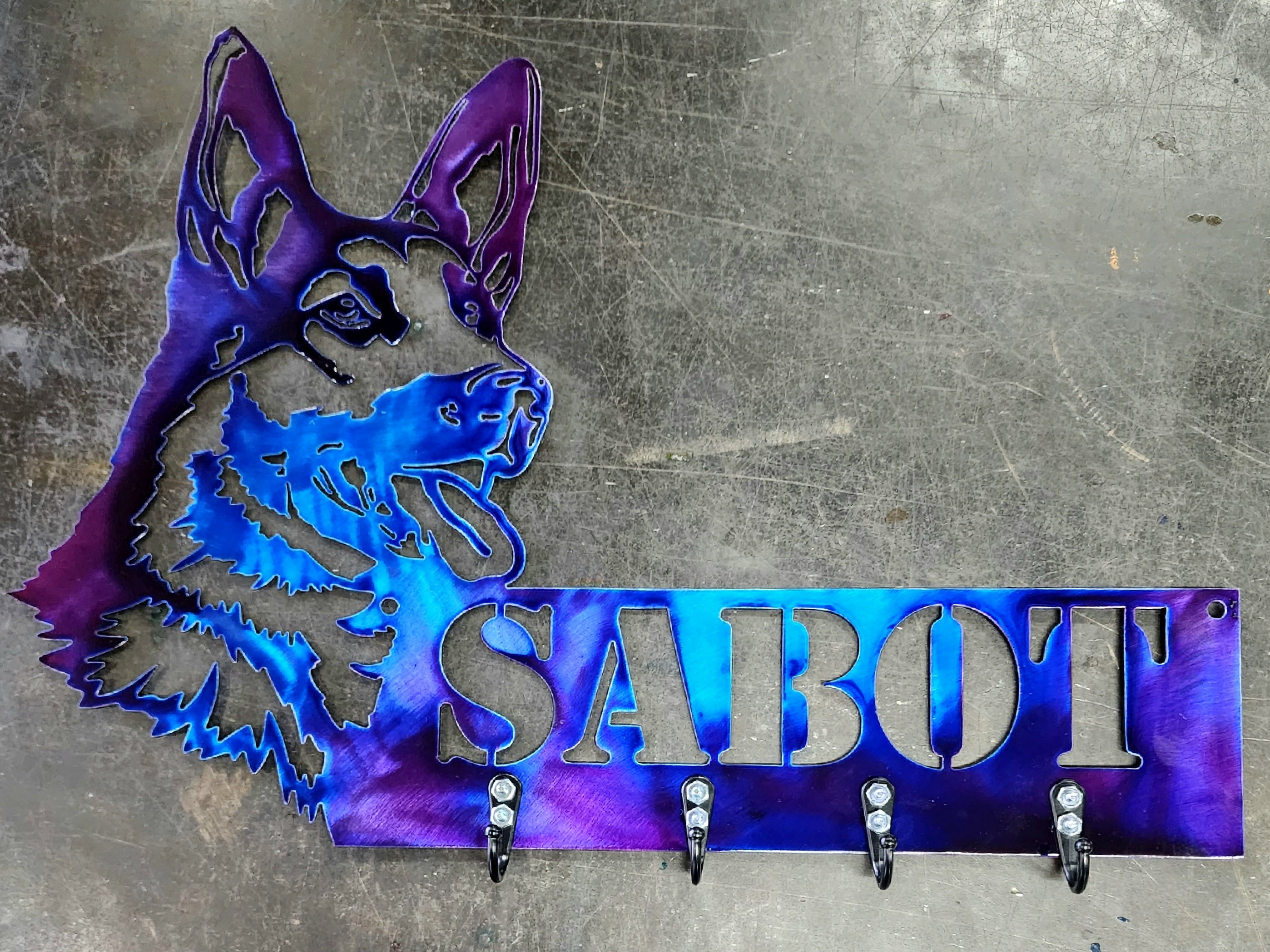 German Shepherd Personalized Key & Leash Hanger