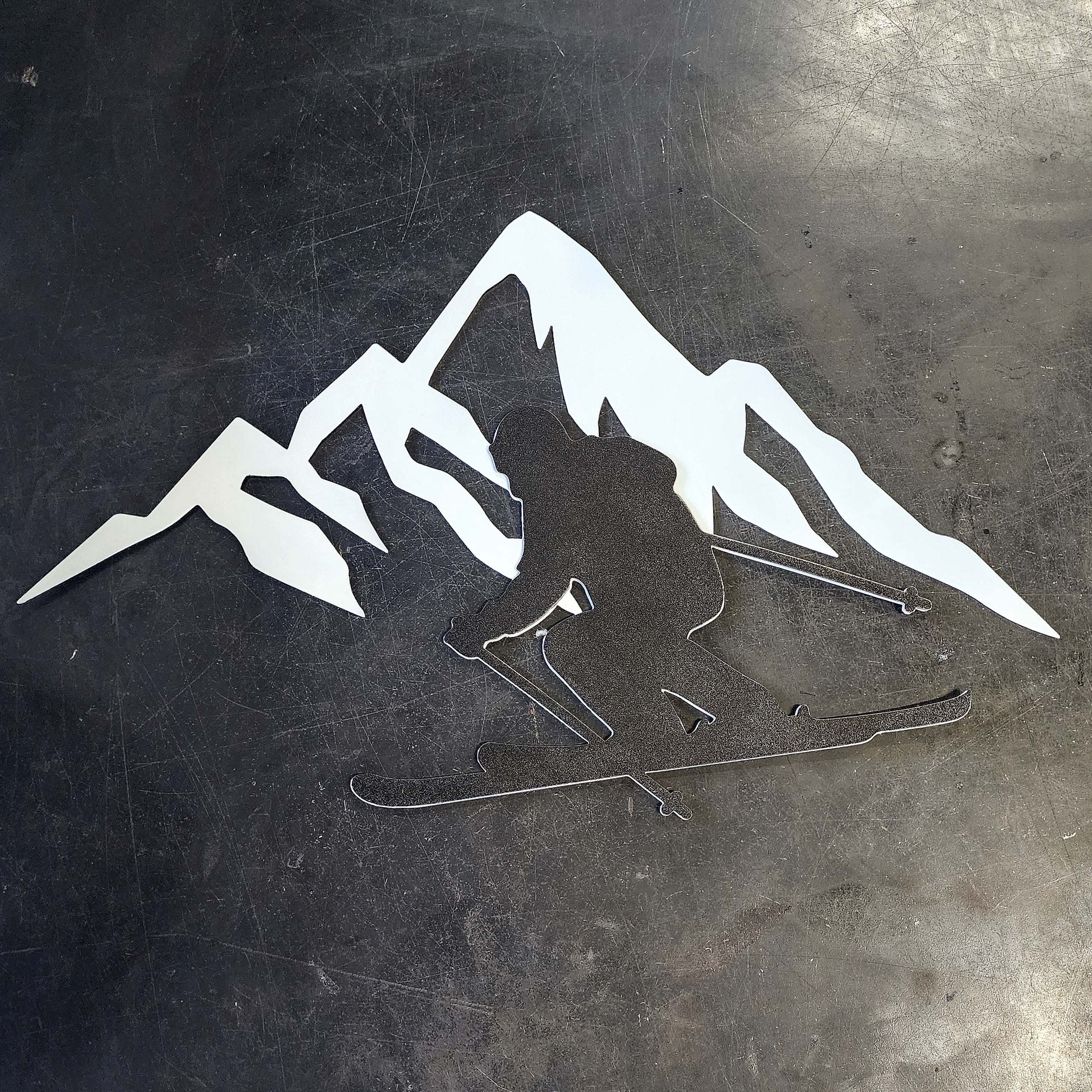 Skiing Mountains Metal Art