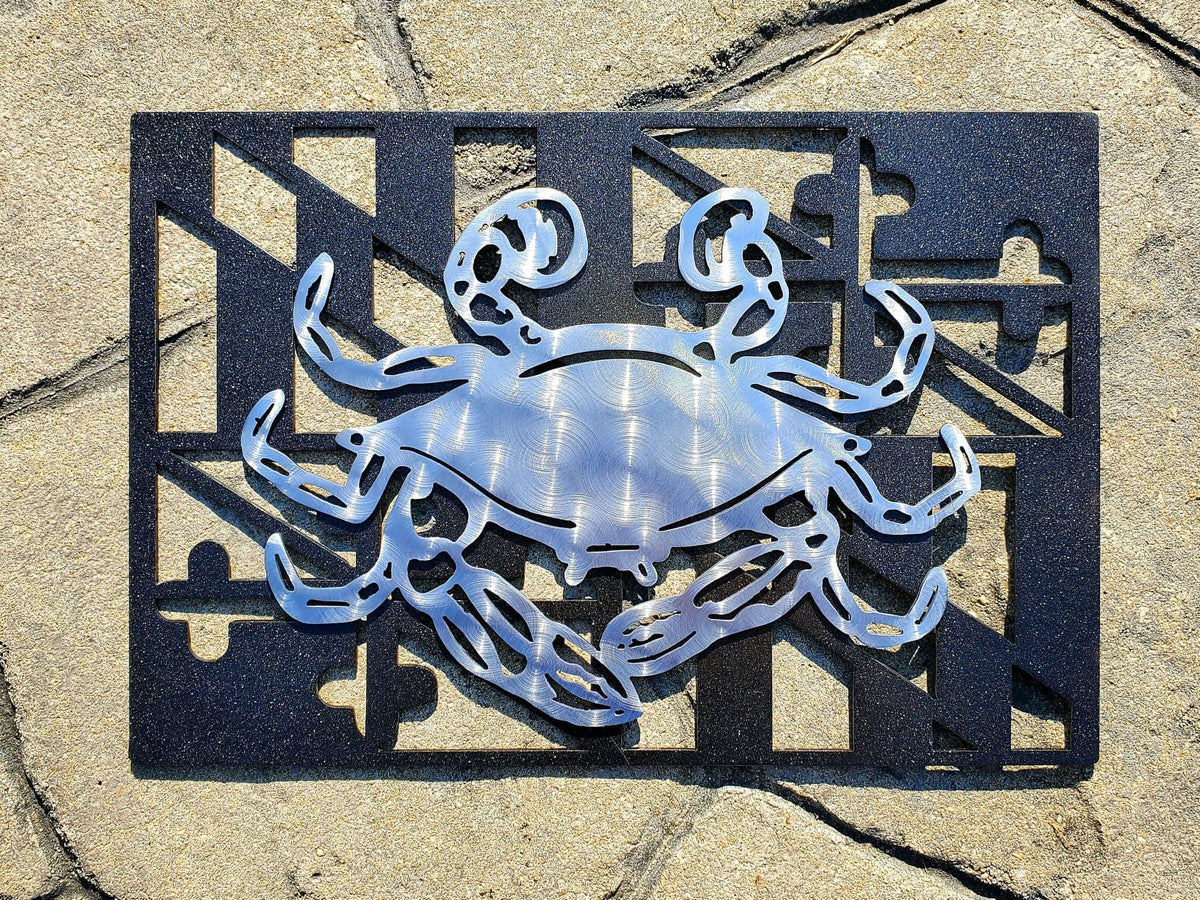 Blue Crab Maryland Flag Metal Wall Art