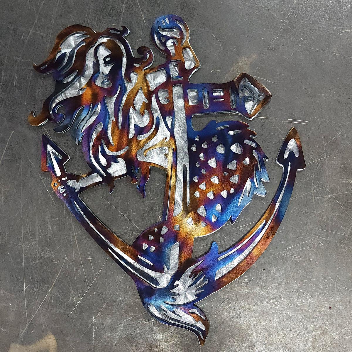 Mermaid & Anchor Metal Wall Art