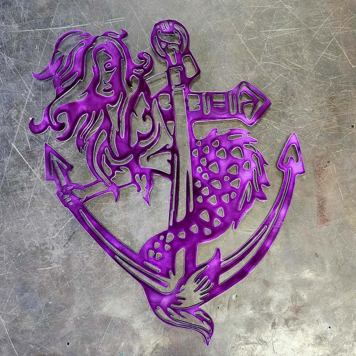 Mermaid & Anchor Metal Wall Art