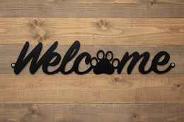 Pawprint Welcome Metal Wall Art