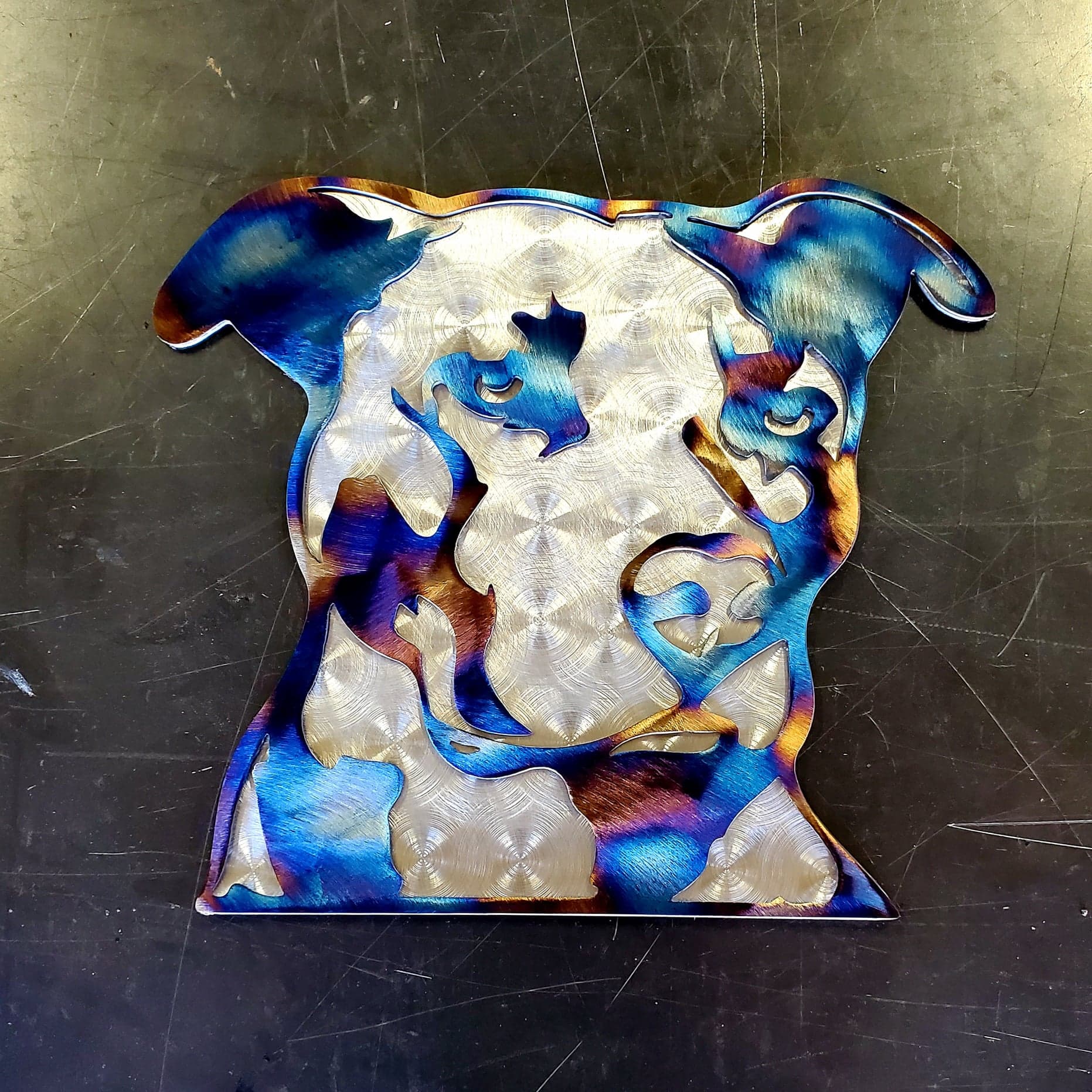 Pitbull Pit Pitty Bully Breed Portrait Dog Puppy Dog Supplies Pet Supplies Metal Art Home Decor Wall Decor Welding Fabrication Annapolis Maryland