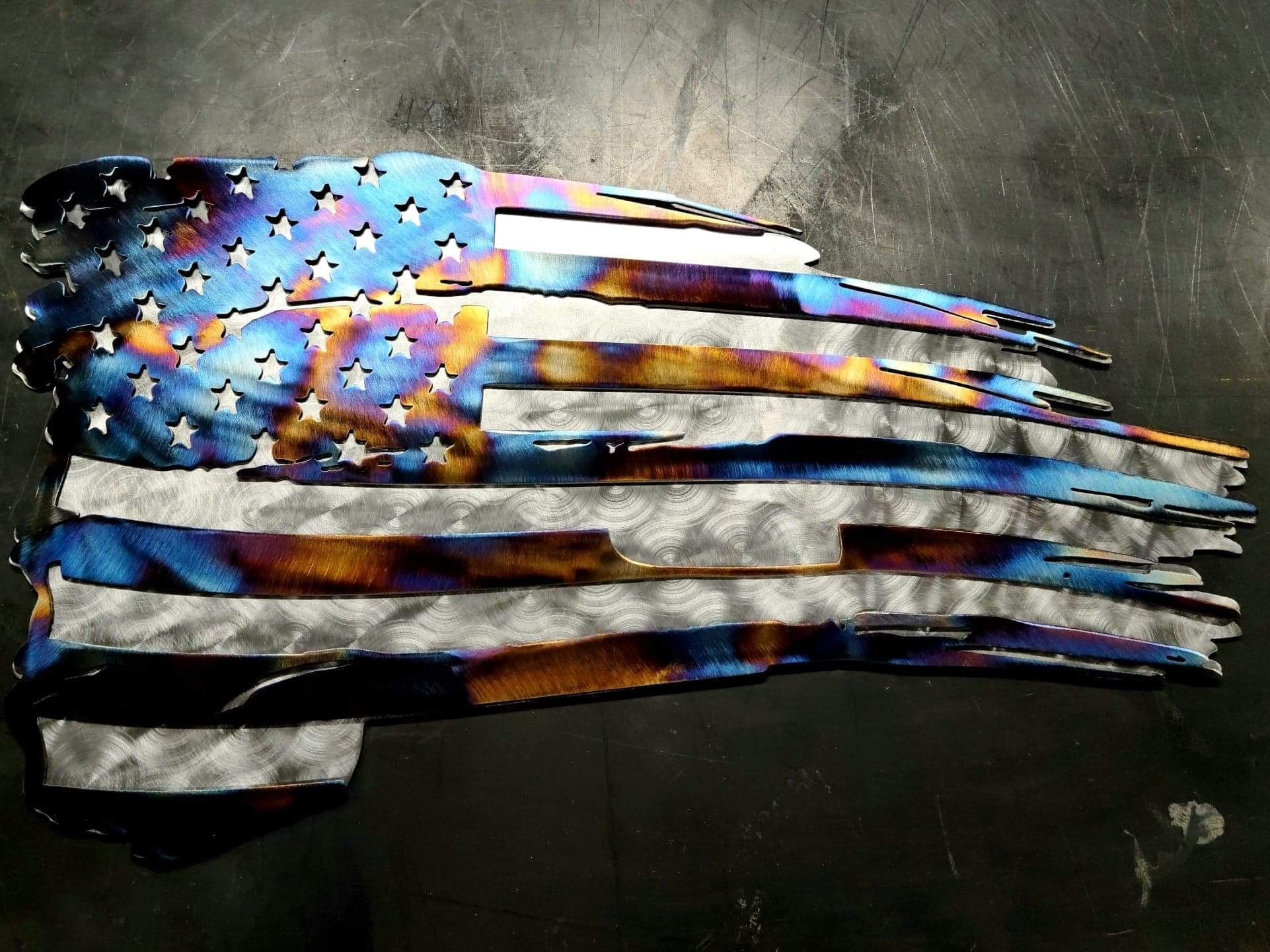US Flag America United States Tattered Patriotic Metal Art Home Decor Wall Decor Fabrication Welding Welder Annapolis Maryland Custom Personalized Gift