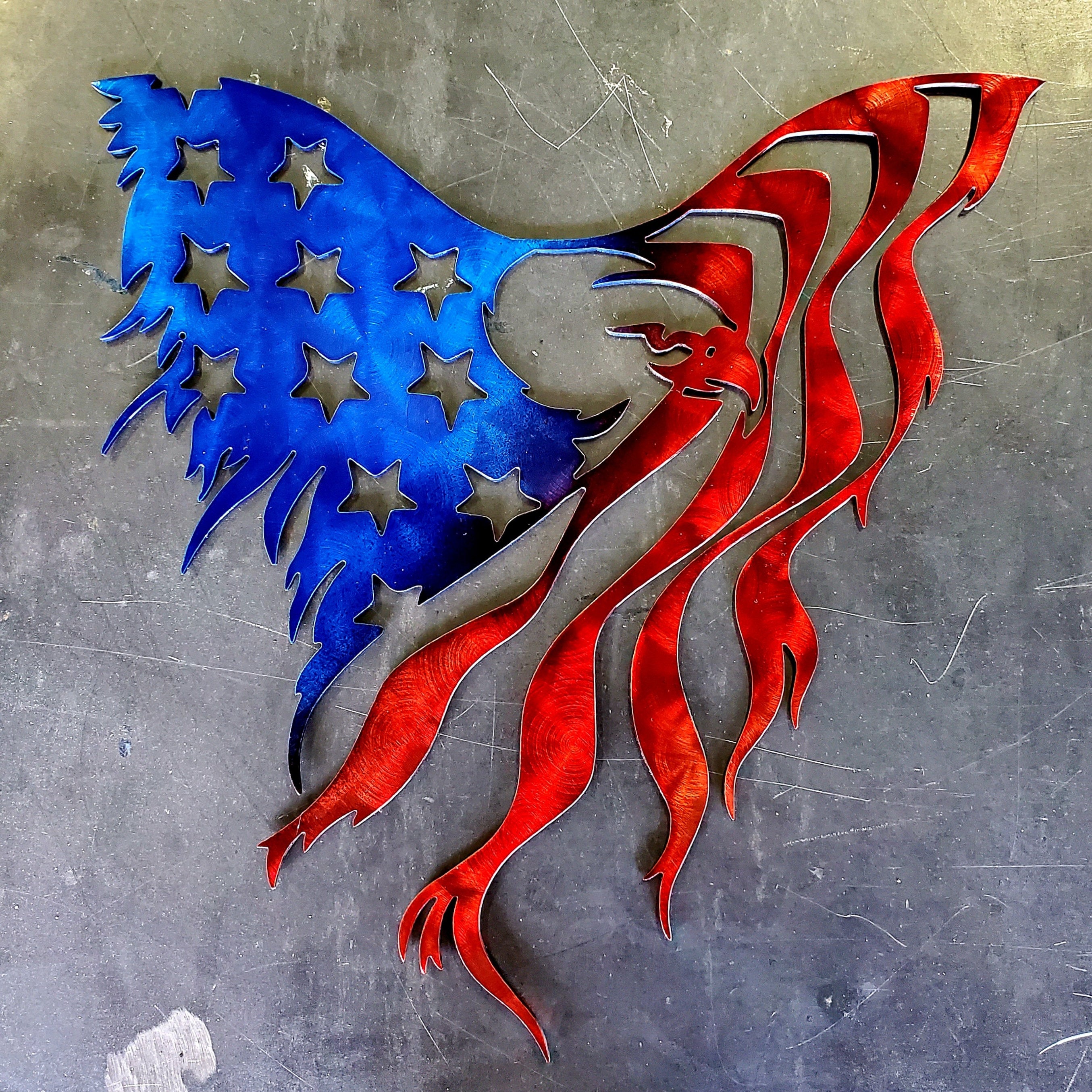 Bald Eagle American Flag Metal Wall Art