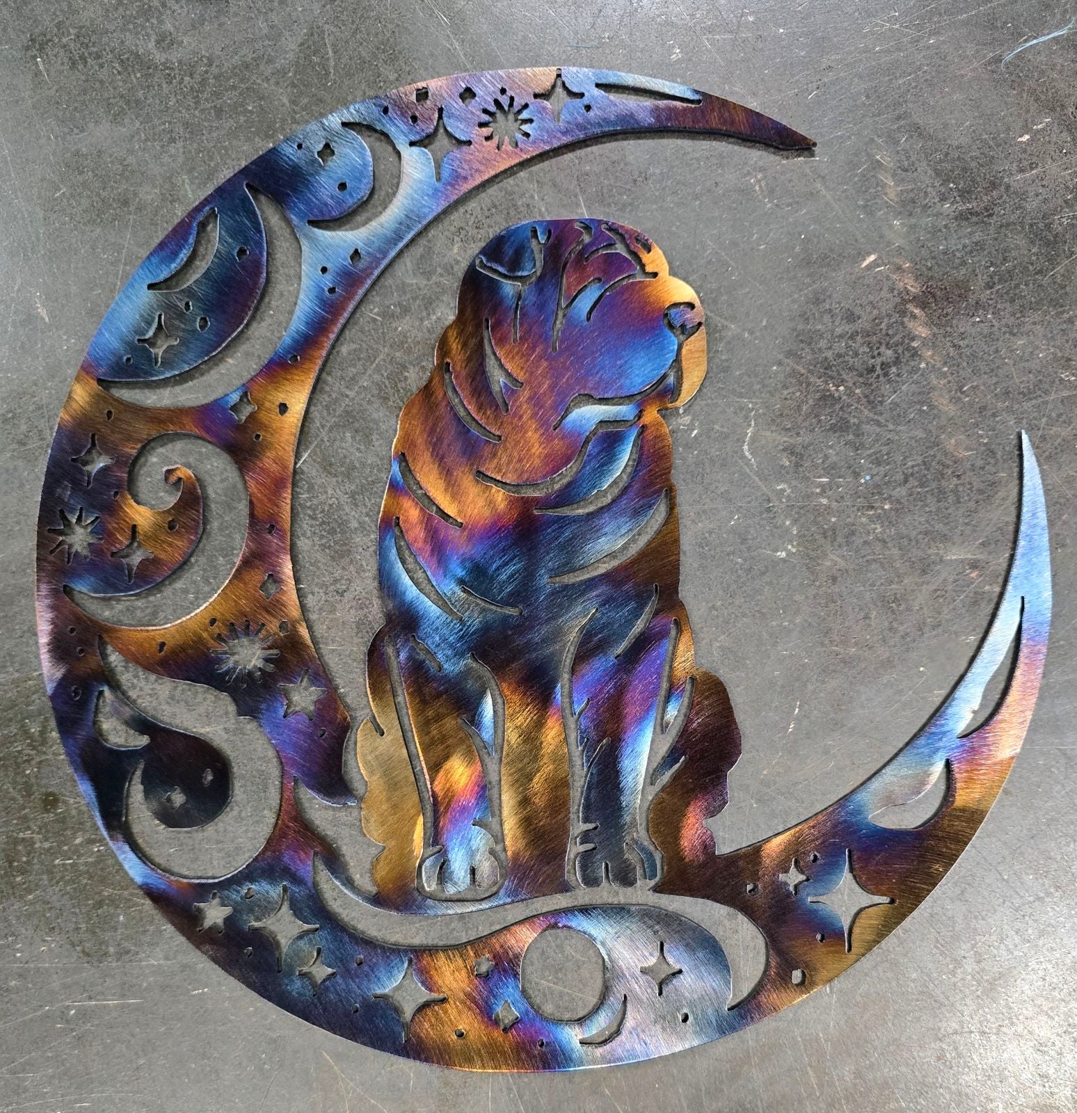 Shar Pei "On The Moon" Metal Art