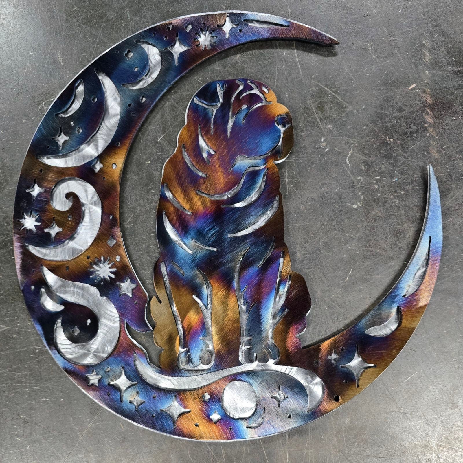 Shar Pei "On The Moon" Metal Art