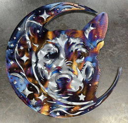 Australian Cattle Dog Moon Metal Wall Art
