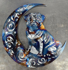 Pug Moon Metal Wall Art