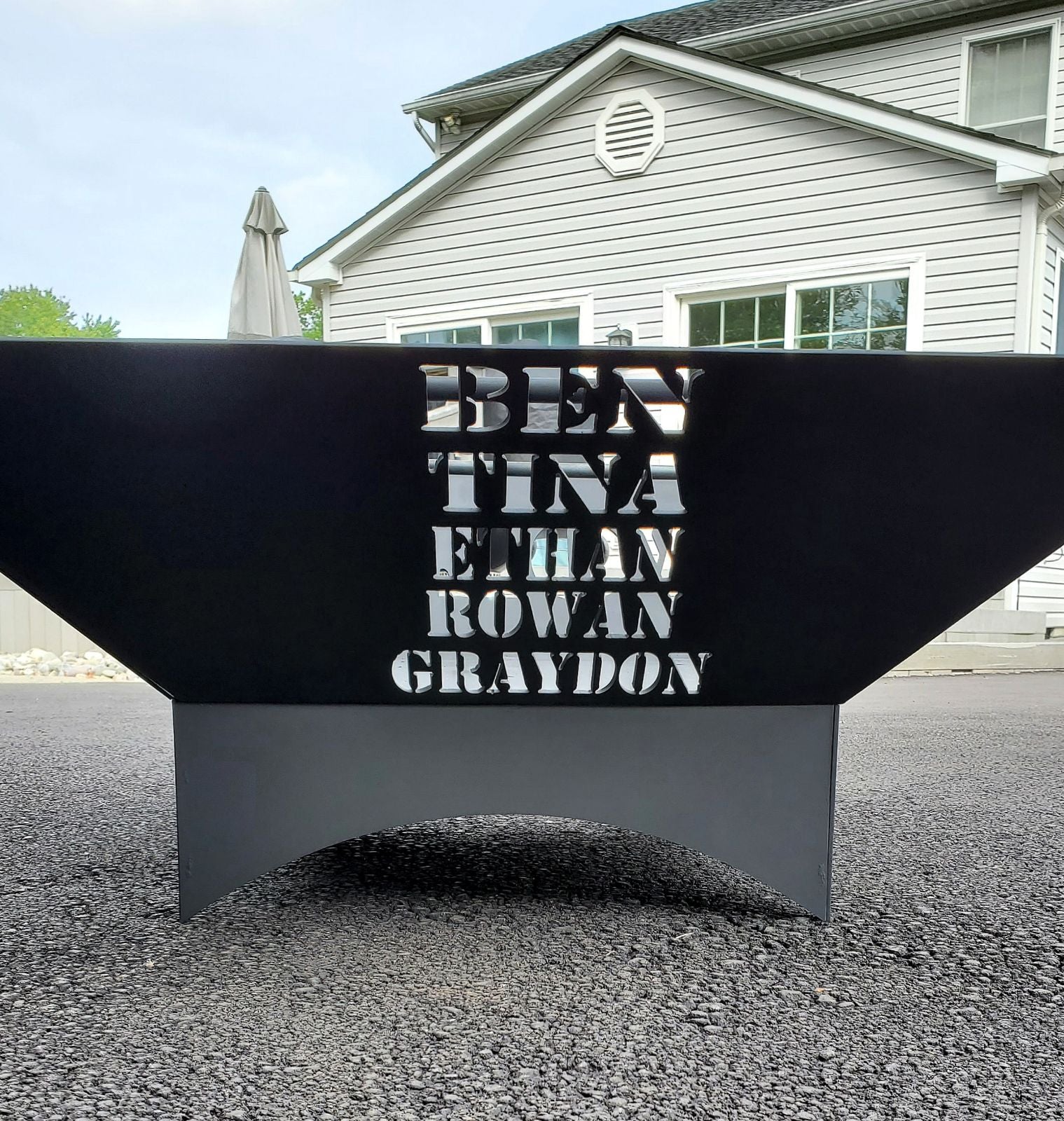 Personalized Text- Fire Pit Design Side